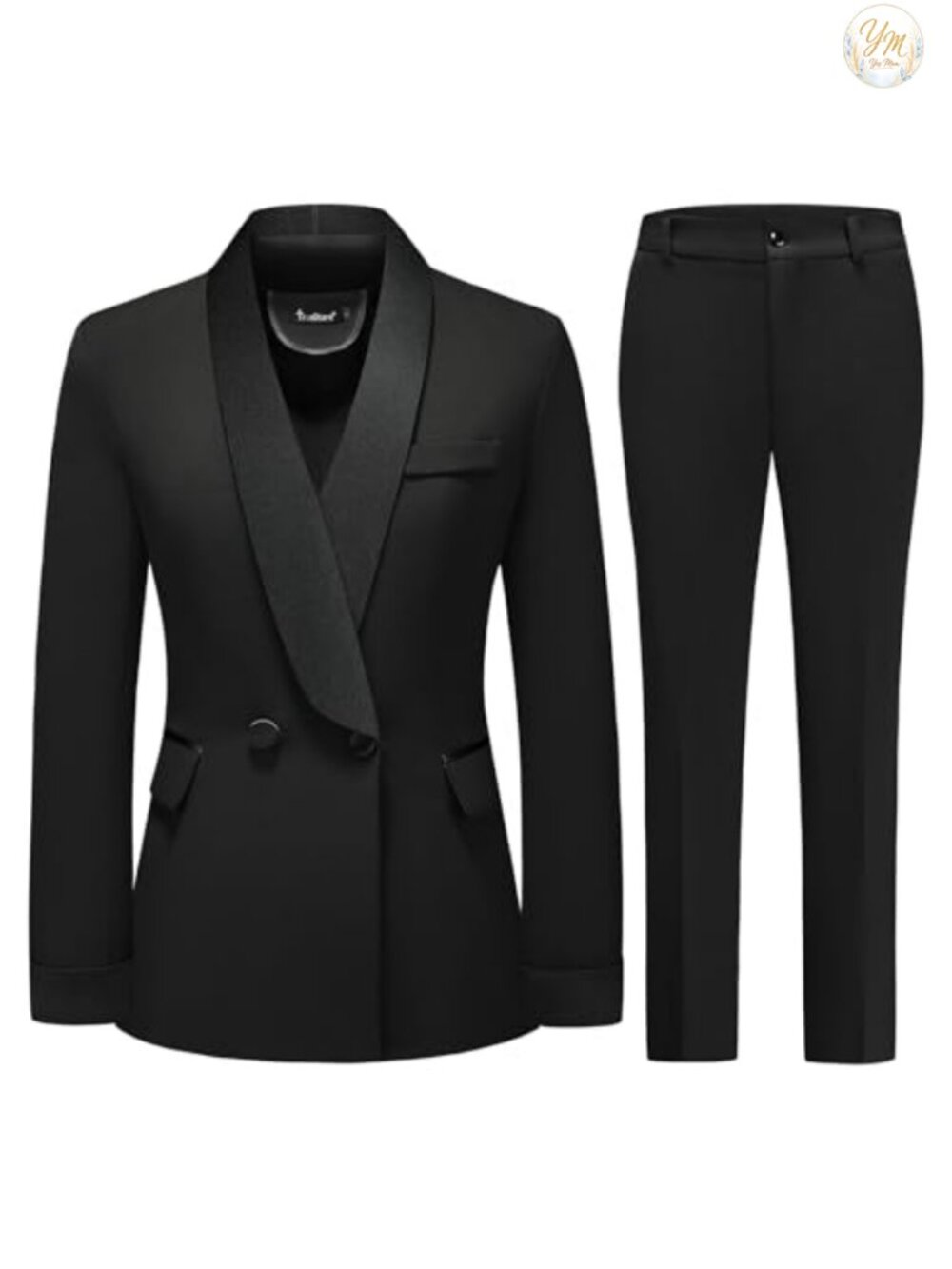 Women's Shawl Collar Blazer & Pants Suit Set Two Button Business Tailored